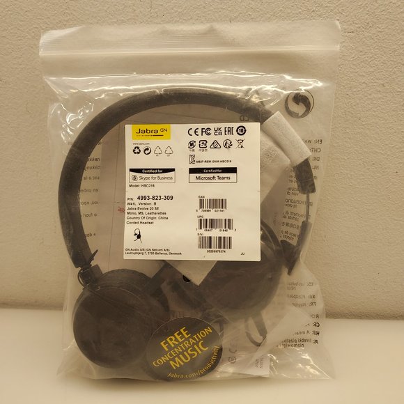 JABRA EVOLVE 20 SE HSC016 MONO NOISE CANCELLING HEADPHONES/HEADSET 4999-823-309